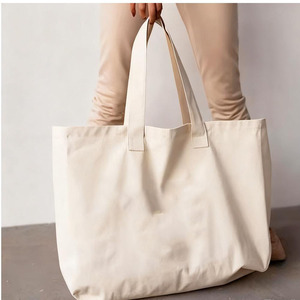 Sac fourre-tout en toile extra large personnalisé avec logo et motif lettres, robuste et réutilisable pour les courses, avec poignée d'épaule - Product Image 2