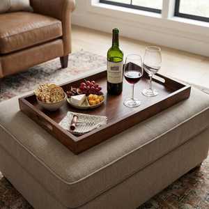 Wooden Ottoman <b>tray</b> Large ottoman <b>tray</b> with handles Ottoman Top <b>Tray</b> for <b>Breakfast</b> Serving Board Large Wooden <b>Tray</b> for Food <b>Tray</b> - Product Image 5