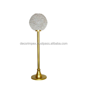 Portavelas de cristal de lujo caliente en Base de aluminio Acabado en oro Artículos de fiesta de lujo y decoración de piso Portavelas alto hecho a mano - Product Image 3