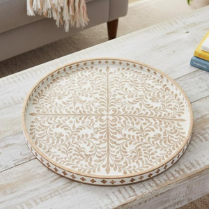 Bandeja Decorativa de Primera Clase con Incrustaciones de Hueso Estilo Art Deco para Mesa de Centro, Calidad Superior, India - Product Image 1