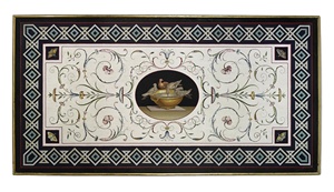 ท็อปโต๊ะอาหารหินอ่อนฝังอัญมณี Pietra Dura สำหรับใช้ในบ้าน ห้องนั่งเล่น หรือสำนักงาน - Product Image 4