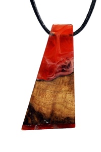 Stylish Wood Resin Pendent With Earrings Women Jewellery Handmade Glitter Splice Wood Earring India Handicraft Free Sample - Product Image 3