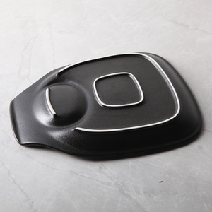 Plato Cuadrado Negro de Cerámica con Diseño de Roca para Servir Filetes y Salsas en Restaurantes Modernos, <span class=keywords><strong>Vajilla</strong></span> con Plato para Salsas, Venta al por Mayor - Product Image 3