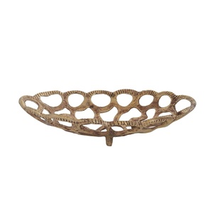 Corbeille à fruits ovale en laiton finition antique, design ajouré, bol décoratif pour centre de table, cuisine et décoration intérieure - Product Image 1