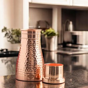 Hammered <b>Copper</b> Water <b>Bottle</b> with Lid 950ml Pure <b>Copper</b> Drink <b>Bottle</b> Leak Proof <b>Drinking</b> <b>Bottle</b> for Home Office Gym Yoga Travel - Product Image 4