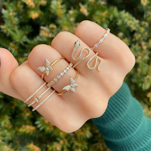 Wholesale Jewelry Fashion Trendy <b>Dainty</b> Butterfly <b>Rings</b> 925 Silver Lab Grown Diamond in 10K 14K 18K Yellow Gold Birthday Gift - Product Image 2