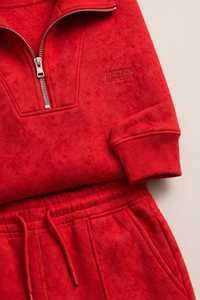 Ensemble de survêtement décontracté pour femme : sweat-shirt rouge à demi-zip et pantalon large, coupe ample, deux pièces - Product Image 6