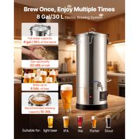 Kit de brassage domestique tout-en-un en acier inoxydable 304 de 30 L (8 gallons) 1500 W avec filtre haut – Équipement pratique pour la fabrication de bière