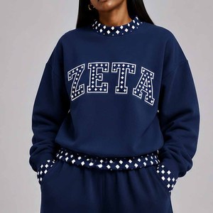 Zeta Heavyweight <b>Mock</b> <b>Neck</b> Sweatshirt Women Men Ladies Unisex Fashion Apparel Polka Dot Gingham Patch - Product Image 5