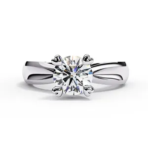 Bague solitaire en diamant de laboratoire rond de 1,5 ct avec bande infini entrelacée, sertie à quatre griffes, bijou de fiançailles sculptural personnalisé - Product Image 6