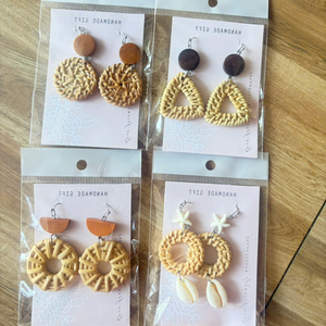 Bamboo Handmade <b>Earrings</b> Vietnam Natural Fiber Eco Friendly Lightweight Fashion Accessories - Product Image 1