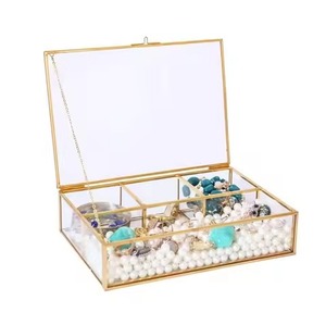 Luxury Metal & Glass Jewelry <b>Box</b> Premium <b>Trinket</b> Storage Organizer for Rings Earrings Necklace Bracelet Bedroom Decor - Product Image 2
