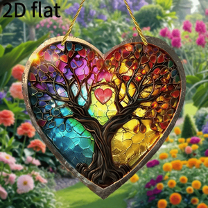 CIFbuy Acchiappasole Colorato in Acrilico, Stile Vetro Colorato con Albero della Vita e Cuore, Decorazione da Parete e Finestra, Arte in Cristallo - Product Image 5