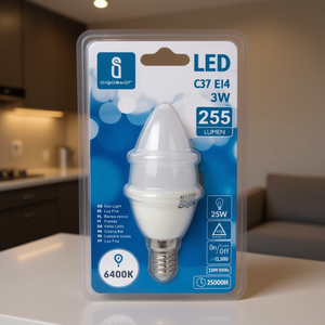 Lampadina LED C37 E14 3W 6400K Luce Diurna 255 Lumen Durata 25000H - Product Image 3