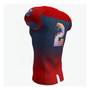 Custom Sublimated American Football Jersey Men's Sleeveless V-Neck Moisture Wicking Fitted Team Number 2 Red Blue Gradient - Product Image 5