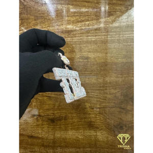 Colgante con Letra Personalizada TEZ con Diamantes VVS Cultivados en Laboratorio y Eslabón de Diseño con Forma de Bolsa de Dinero - Product Image 3