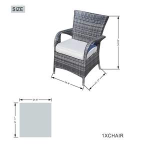 Ensemble de salle à manger en rotin d'extérieur 7 pièces avec 6 fauteuils rembourrés pour meubles de jardin - Product Image 3