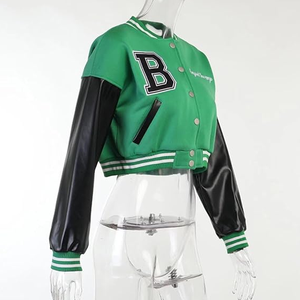 Customizable High Street Split <b>Varsity</b> <b>Jacket</b> Men <b>Women</b> Youth Personalized Baseball Letterman <b>Bomber</b> Front Embroidery Cotton - Product Image 2