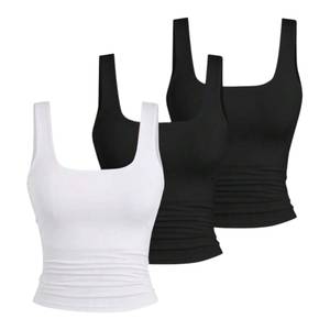 Camiseta sin mangas básica para mujer, cuello redondo, tejida, 100% algodón, transpirable, de secado rápido, informal, para verano - Product Image 6