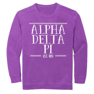Sweat-shirt personnalisé Alpha Delta Pi en coton et polyester, motif imprimé, pour les sororités, les écoles, les universités, les campus, col rond - Product Image 3