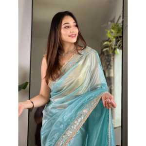 Designer Real Mirror Work Saree Robe de soirée élégante avec look Party Wear - Product Image 5