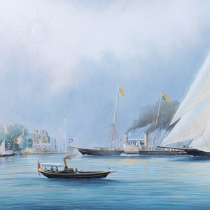 Impression sur toile Britannia et Vigilant off the Royal Yacht Squadron Headquarters 89.15Lx3.3Wx59.7H cm - Product Image 4