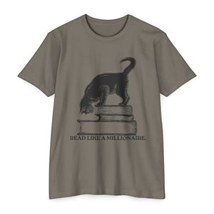 เสื้อยืดลายกราฟิกแมวอ่านหนังสือสไตล์วินเทจ – เสื้อยืดผ้าฝ้ายลำลองสำหรับทุกเพศ, เสื้อสำหรับคนรักหนังสือ - Product Image 2