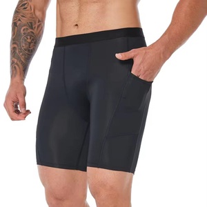 Men's Casual Solid Black <b>Compression</b> <b>Shorts</b> with Pockets Front Logo Quick Dry Mid Waist Elastic Fit <b>Short</b> Length 100% Cotton - Product Image 1