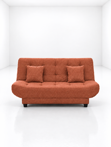 Canapé-lit capitonné en velours, convertible, en tissu, orange, pour salon, chambre d'amis, appartement, hôtel, villa, hôpital - Product Image 1
