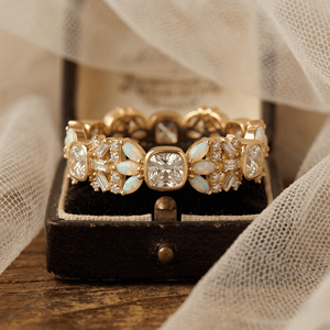 July Gift 925 Sterling <b>Silver</b> 14k Gold Plated Gemstone Flower Garland Band Zircon Adjustable Pattern <b>Stacked</b> Relief <b>Ring</b> - Product Image 3