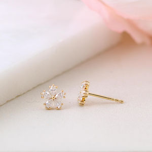 Pendientes de Diamante Cultivado en Laboratorio con Corte de Pera de 1 Quilate, Forma de Flor, Oro Rosa Sólido de 14K, Regalo de Compromiso y Boda para Mujer - Product Image 1