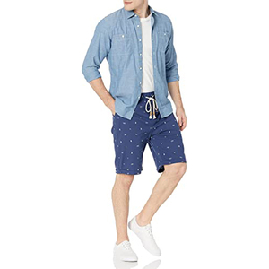 Pantalones cortos de verano holgados para hombre, cintura elástica con cordón, pantalones cortos de playa ligeros y cómodos - Product Image 4
