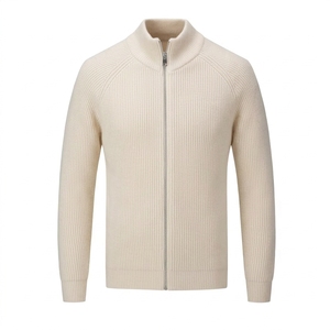 <b>Mens</b> Cable Knit <b>Cardigan</b> Sweater textured cable pattern and button closure Custom Knitwear Wholesale Manufacturer - Product Image 4