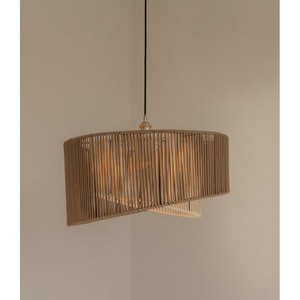 Natural Jute Pendant Lamp Handwoven Scalloped Rattan Pendant <b>Light</b> Vintage Boho Wicker Hanging Lamp for Dining Room <b>Kitchen</b> - Product Image 6