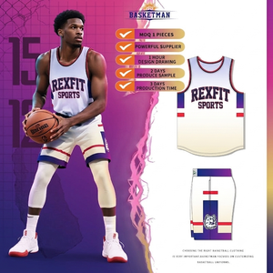 ชุดเสื้อบาสเก็ตบอล BASKETMAN Rexfit Sports แบบสั่งทำพิเศษ ระบายอากาศได้ดี สำหรับผู้ชาย ใส่ได้ทุกฤดู - Product Image 1