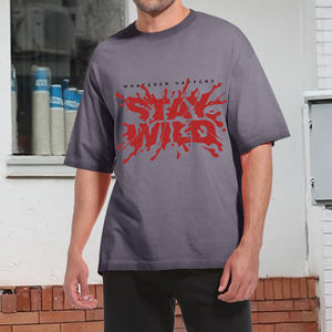 Men's Short Sleeve T-Shirt with Front <b>Logo</b> O-Neck Casual Oversized Fit 100% Cotton Screen Printed - Product Image 5