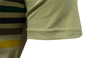 Men's <b>Black</b> Striped Cotton T-<b>Shirt</b> O-Neck Short Sleeve Casual Regular Fit Printed Design Breathable Jersey Fabric - Product Image 5