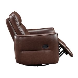 Luxurious Comfort 1pc Brown Leather <b>Recliner</b> Chair with Swivel Motion Solid Wood Living Room Furniture - Product Image 6