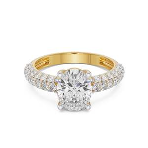 Bague de Fiançailles Classique de Luxe en Moissanite Taille Ovale, Bande Pavée Scintillante, Plaqué Or, Argent, Or Rose, Bijoux de Mariage et de Fête - Product Image 2