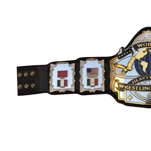 Ceinture de champion de lutte mondiale de qualité supérieure avec accents dorés et design de drapeau international - Product Image 4