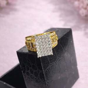Cut Diamond Engagement Ring Pave <b>Set</b> <b>Square</b> Shape 925 Sterling Silver Iced Cluster Ring Hip Hop Wedding & Anniversary Jewelry - Product Image 1