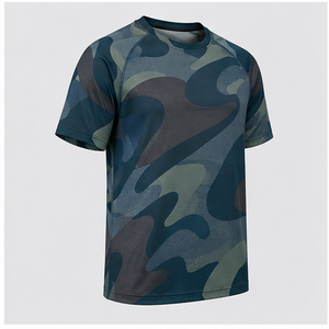 Camiseta de Manga Corta para Hombre con Estampado de Camuflaje Azul Petrol Personalizado, Cuello Redondo, MTS-CAMO-0031 - Product Image 3