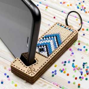 DIY Beaded <b>Keychain</b> Phone Holder Kit | Embroidery Kit on Wood | Unique Gift for Men and Women - Product Image 1