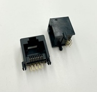 Connecteur réseau RJ45 femelle à port unique Cat5E 8p8c 1x1 non blindé, entrée par le bas, PA66 noir, pour PCB 1U