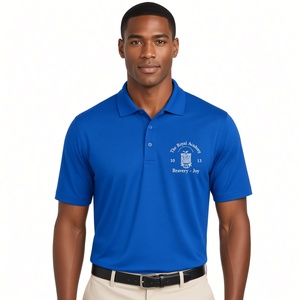 Phi Beta Sigma <b>Royal</b> <b>Blue</b> <b>Polo</b> <b>Shirt</b> with White <b>Royal</b> Academy Crest Print Short Sleeve Three Button Collar Casual Greek - Product Image 1