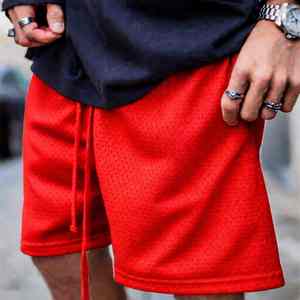 Summer running shorts mesh shorts custom logo men's fitness shorts 100% polyester 220GSM heavy-duty double <b>layer</b> mesh shorts - Product Image 1