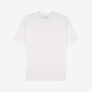 T-shirt blanc en coton pour homme, coupe classique, col rond, manches courtes, style minimaliste, jersey tricoté, couleur unie - Product Image 1