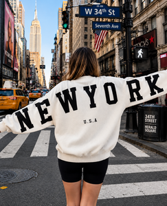 Sudadera o Sudadera con Capucha Oversize NEWYORK con Letras de la Hombra a la Hombra, Sudadera con Capucha con Letras Grandes y Audaces de la Hombra a la Hombra - Product Image 1