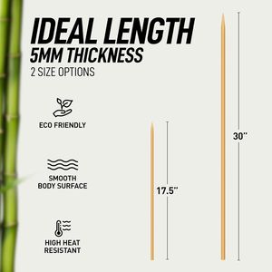 Autentico Confezione da 100 Spiedini in Legno di Bambù da 44,5 cm per Arrostire Marshmallow e Barbecue da Falò - Utensili Premium per BBQ - Product Image 3