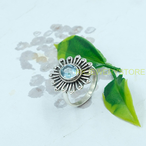 แหวนบลูโทแพซคุณภาพสูงธรรมชาติ แหวนเงินแท้ 925 แหวนพลอยสีน้ำเงิน แหวนประดับเพชรพลอย แหวนบลูโทแพซ ของขวัญเครื่องประดับ - Product Image 6